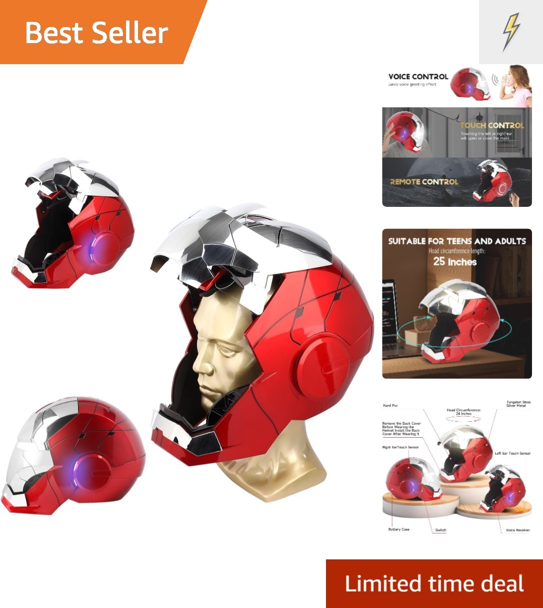 Iron-Man MK 5 Wearable Electronic Helmet: Voice & Remote Controlled, LED Eyes…