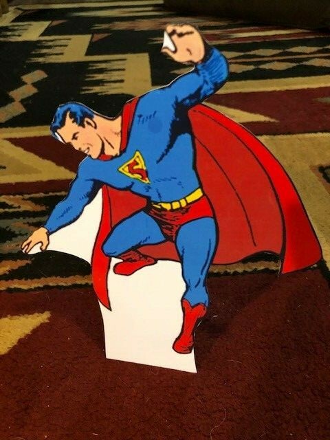 1938 Superman Animated Drawing Figure Tabletop Display Standee 9 1/2&Prime; Tall