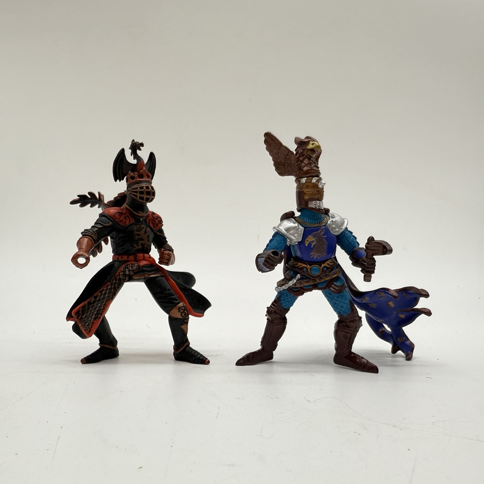 Papo Dragon Knight Prince Of Darkness Red Black & Blue Gold Medevil Lot Of 2
