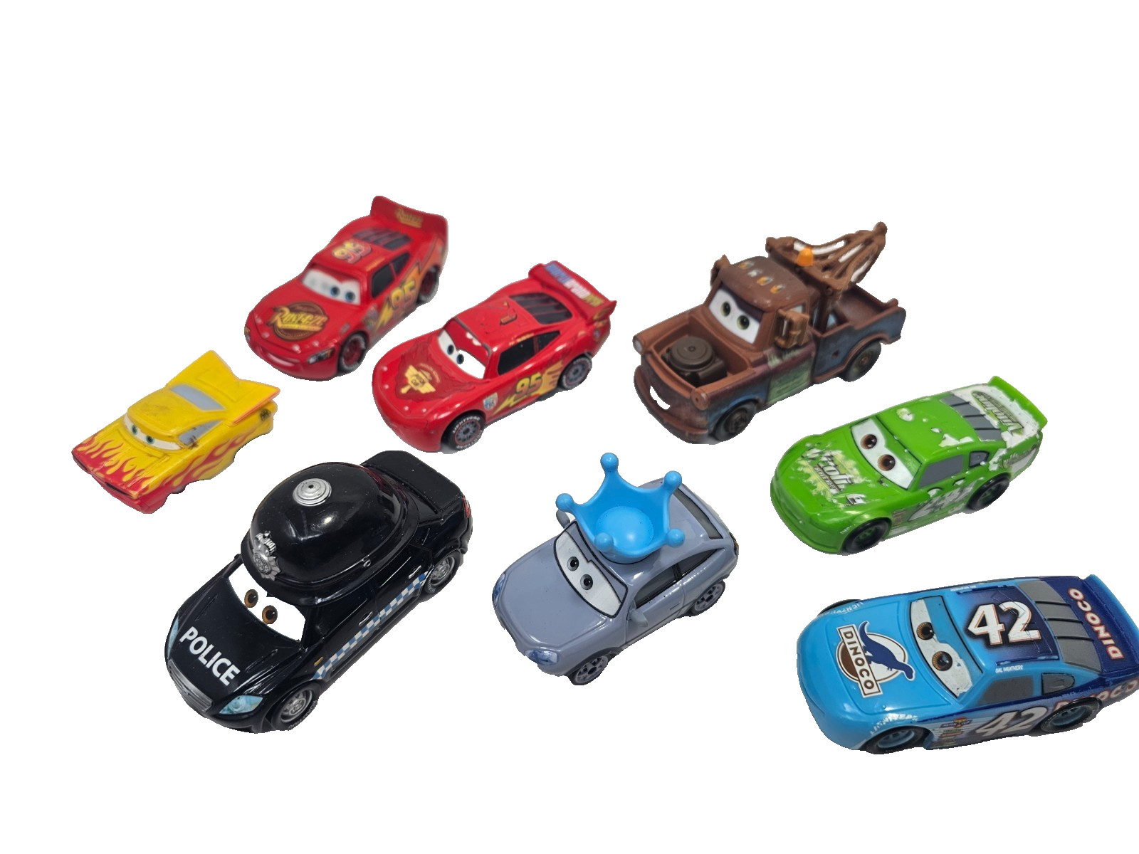 Disney Pixar Cars Diecast Lot of 8 Lightning McQueen Mater Chick Hicks King Cop