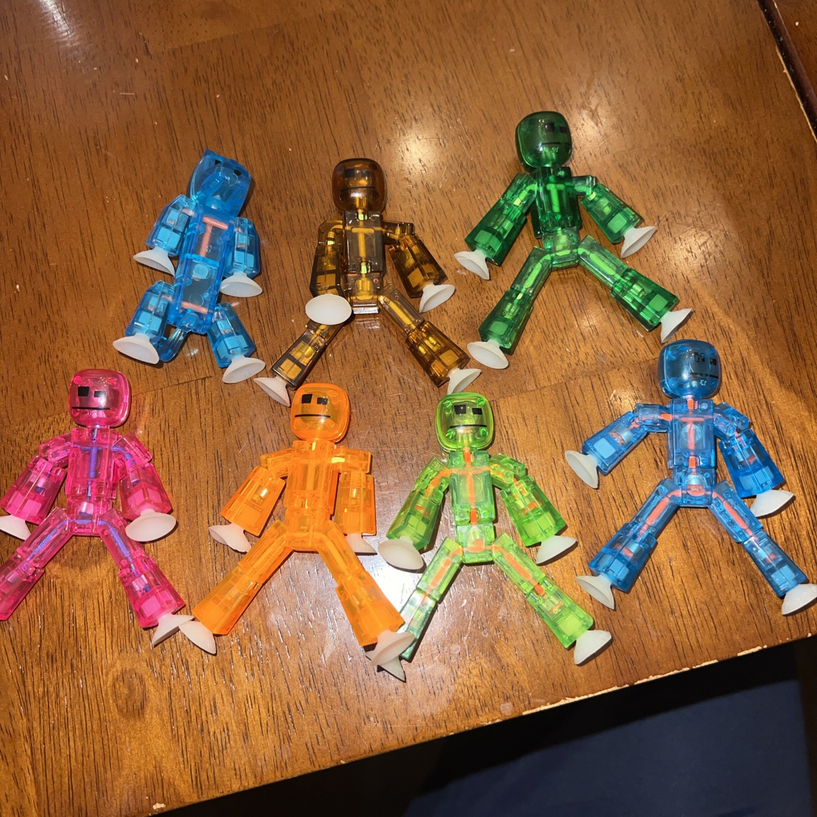 Stickbot Toy Figures 7 Stick Bot Toys Pink Orange Brown Green Blue Dog
