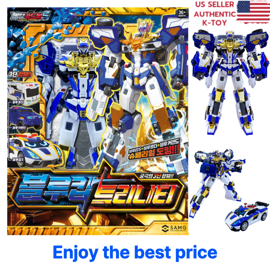 Metal Cardbot S BLUE COP TRINITY Police Car Armor Bus Transforming Robot 2024