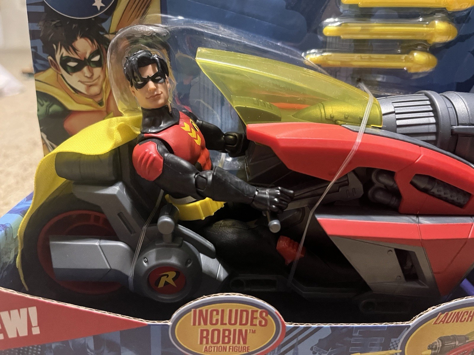 Mattel DC Premier New Robin Cycle Action Figure Motorcycle w/ Darts NIP