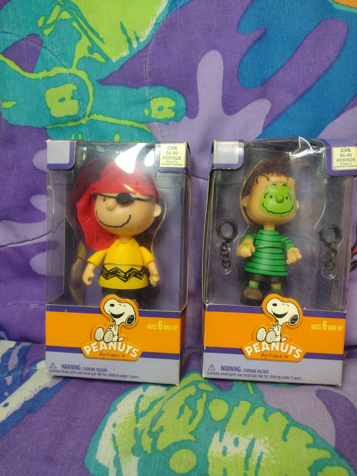 Peanuts Halloween LINUS dressed as Frankenstein & CHARLIE BROWN as a Pirate lot