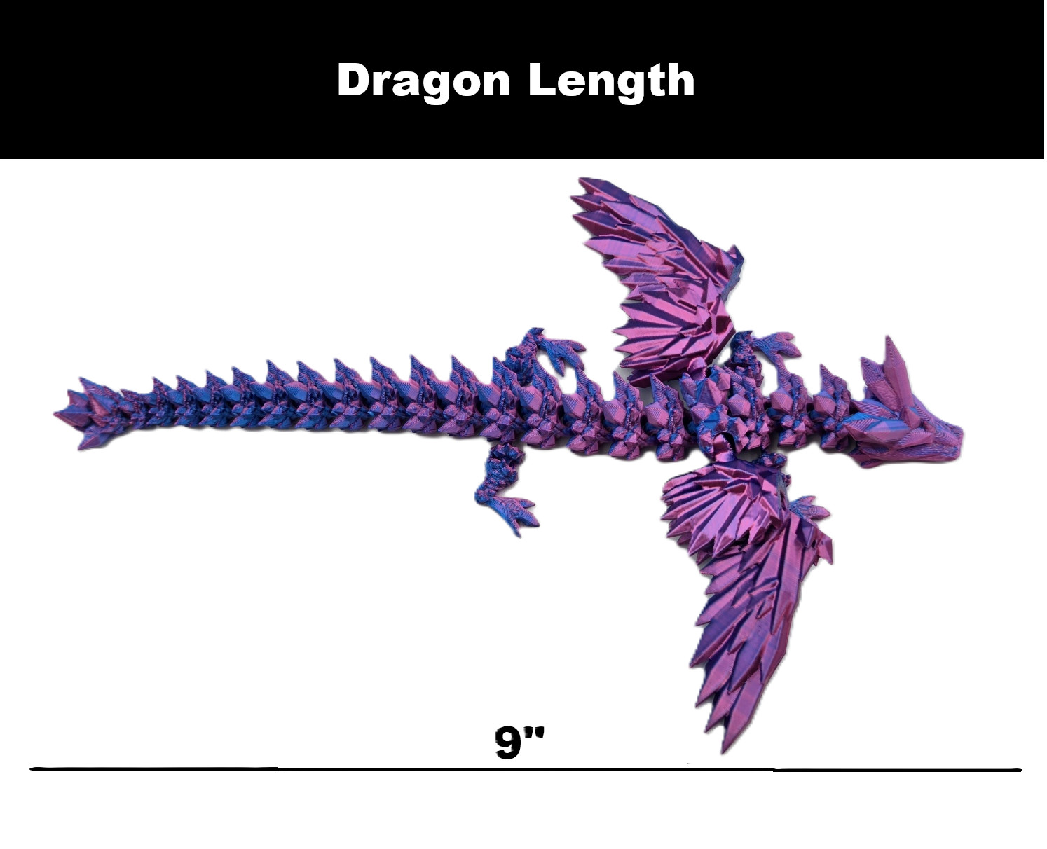 3D Printed Dragon Egg with Winged Dragon, 9&Prime; Articulated, Purple