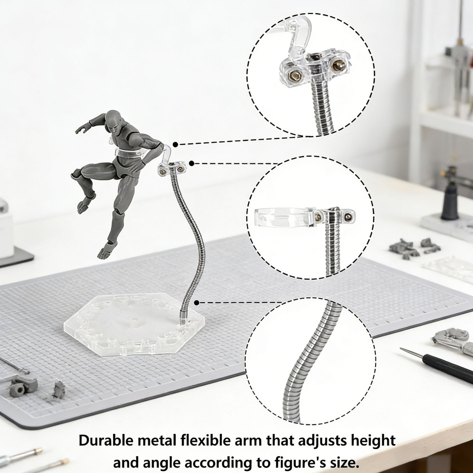 4 Pack Clear Action Figure Stand Action Display Holder Metal Support ArmWd