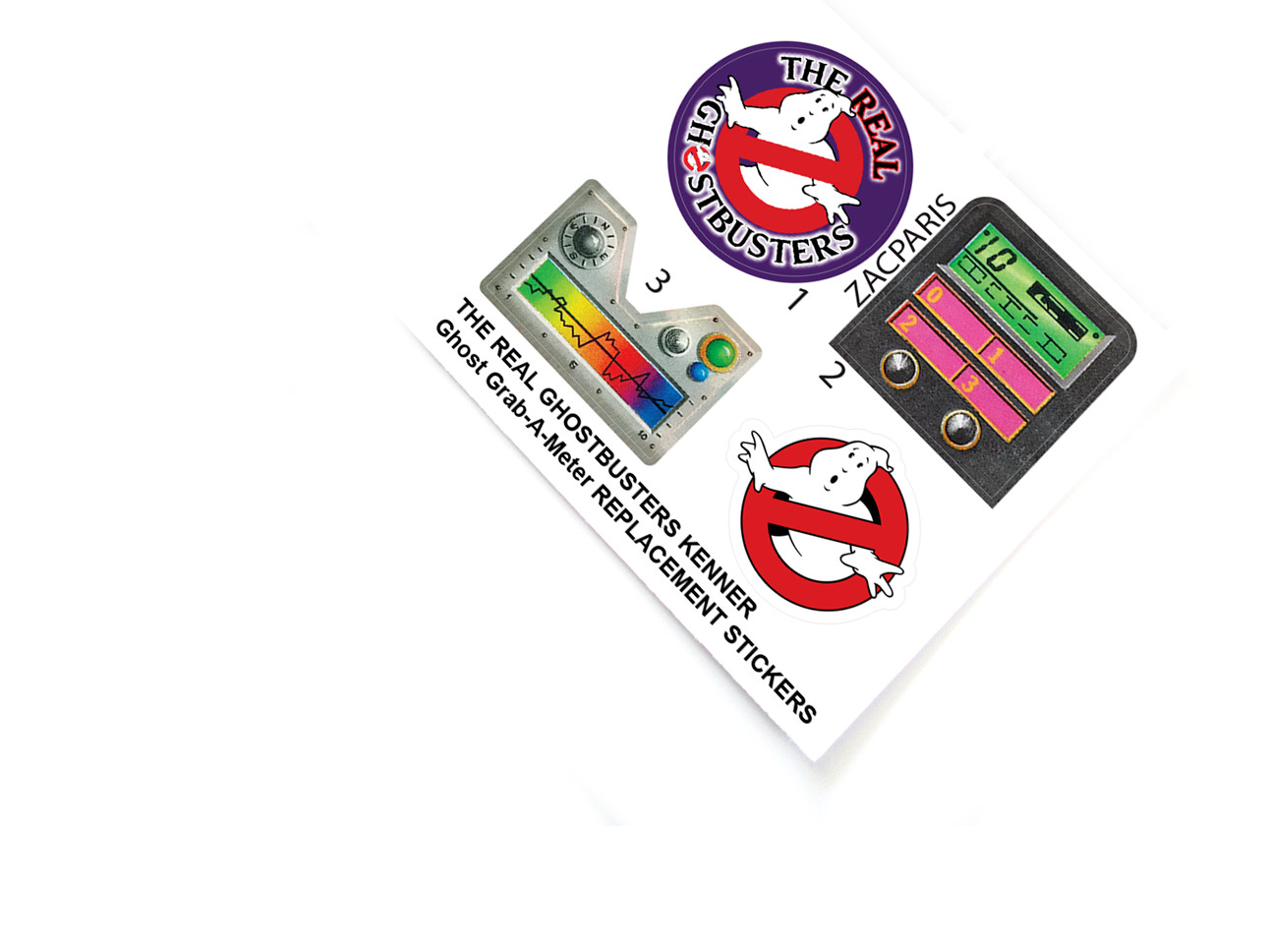 REPLACEMENT STICKERS for THE REAL GHOSTBUSTERS KENNER Ghost Grab A Meter