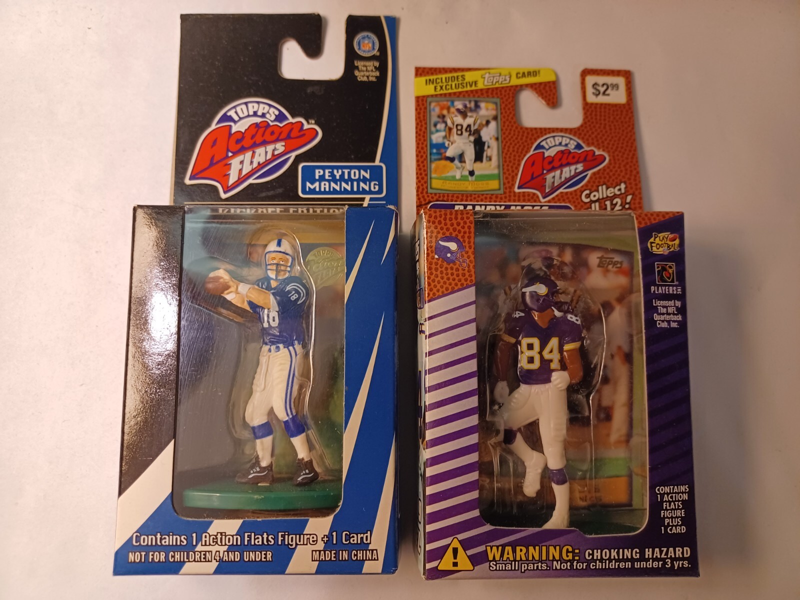 Topps Action Flats (Pair) 1998 Peyton Manning & 1999 Randy Moss (Unopened)