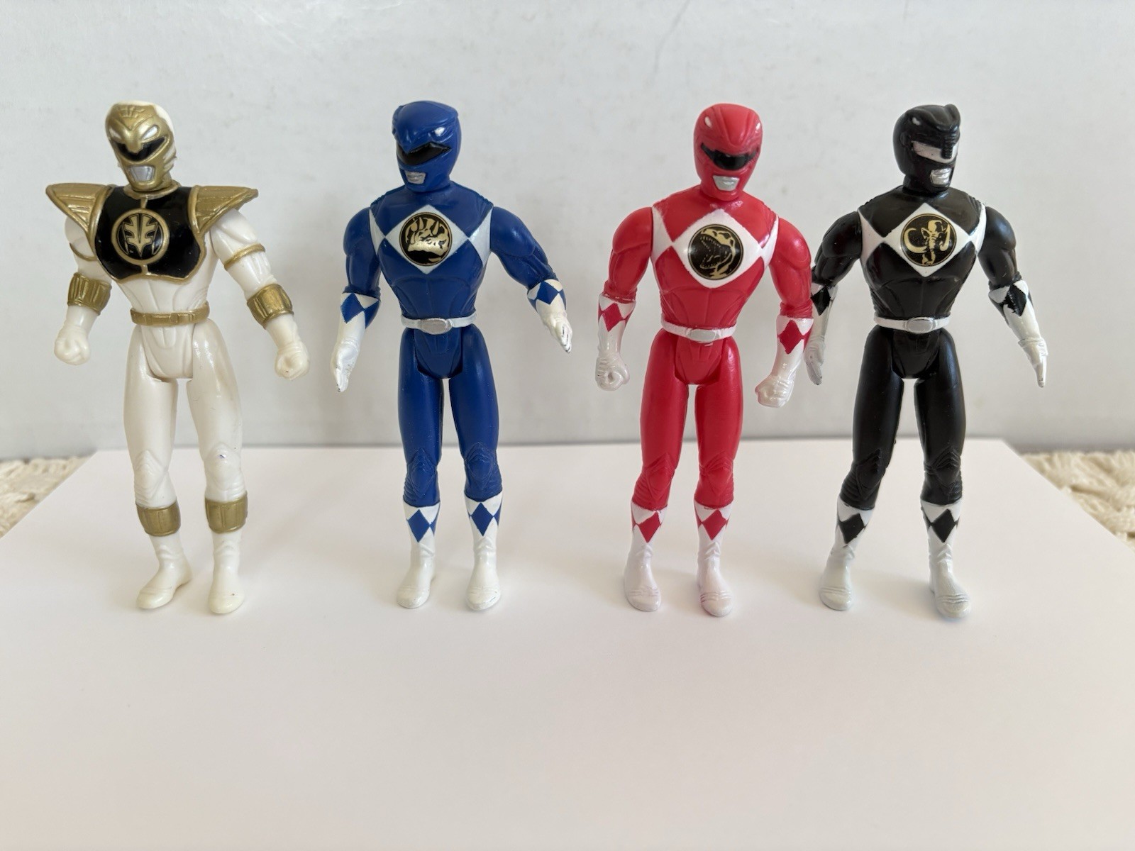Vintage Power Ranger Figures Gold Blue Red and Black 4” Lot of 4