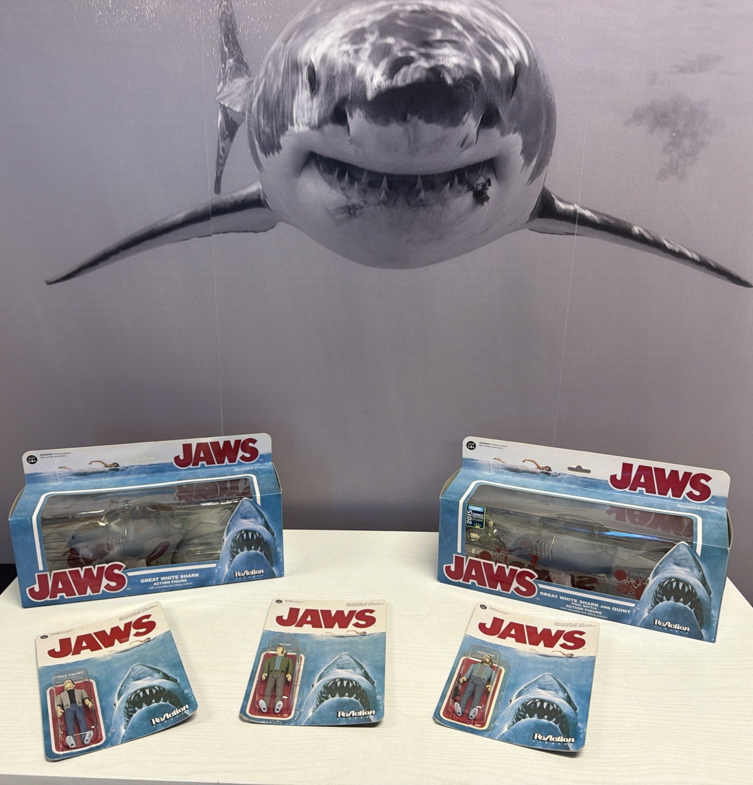 Funko ReAction Jaws Shark, Bloody Shark , Quint, Brody, Hooper NRFB 4 UNPUNCHED