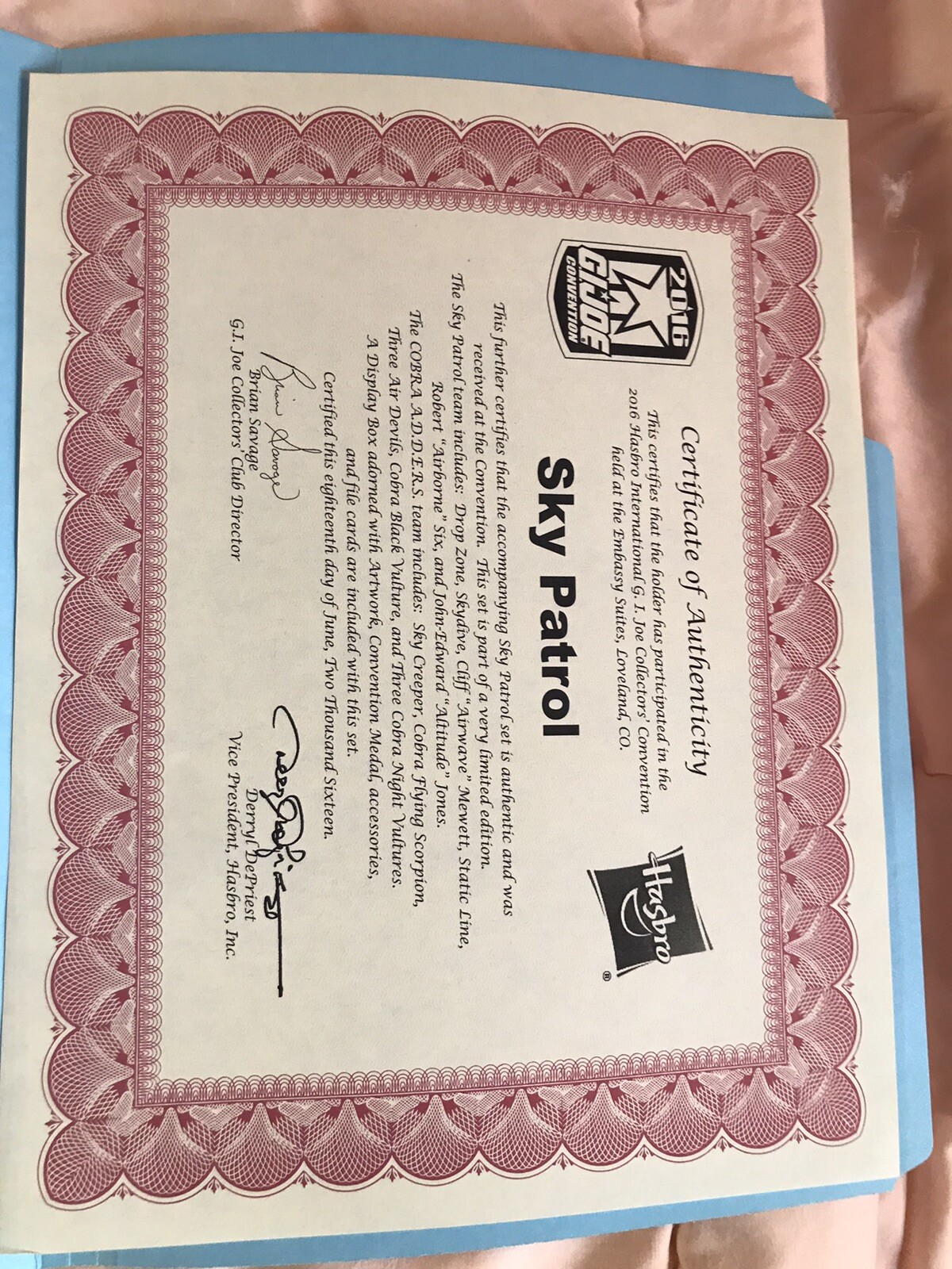 Gi Joe 2016 Joecon Sky Patrol Box Set w/ Certificate Of Authenticity