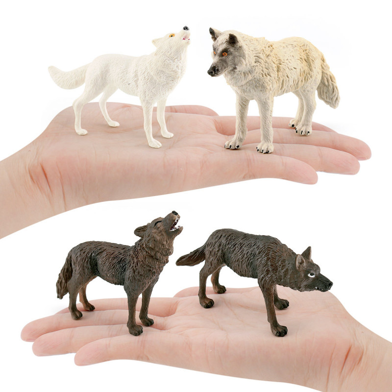 10pcs Simulation Wolf Wild Animal Figurines Wolf Ornaments Model Landscape Decor
