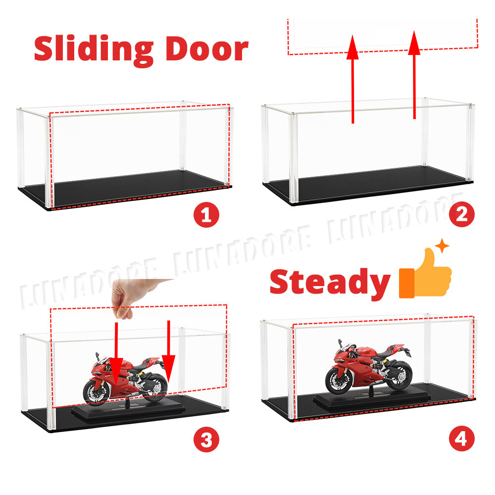 US Acrylic Display Case 16&Prime; H Self-Install Perspex Big Box Black Base Dustproof