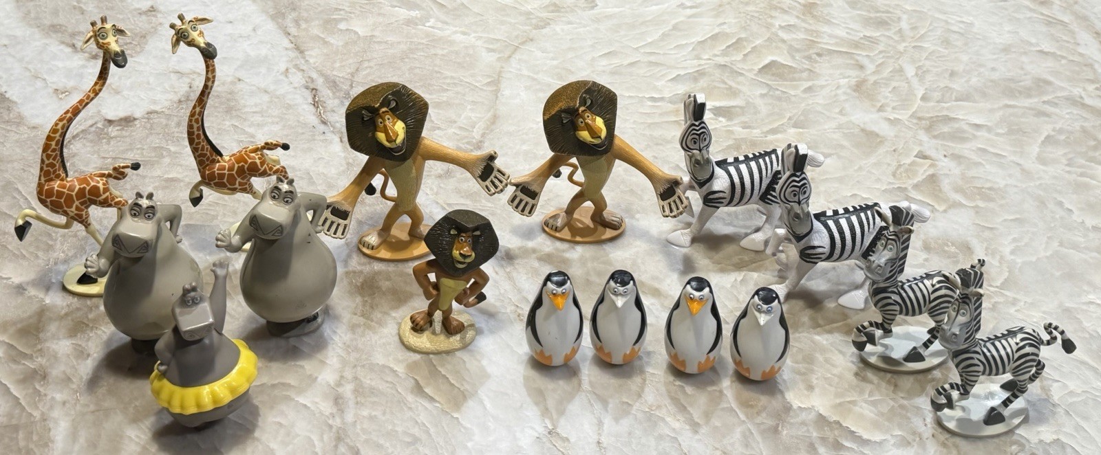 16 Piece Lot Disney Madagascar PVC Figures Alex Marty Melman Gloria Penguins
