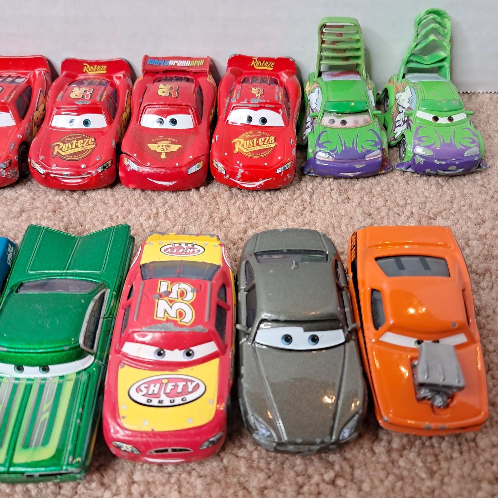 Lot Of 18 Disney&rsquo;s Pixar Cars Die-Cast Racing Toys Mattel Mini Figures