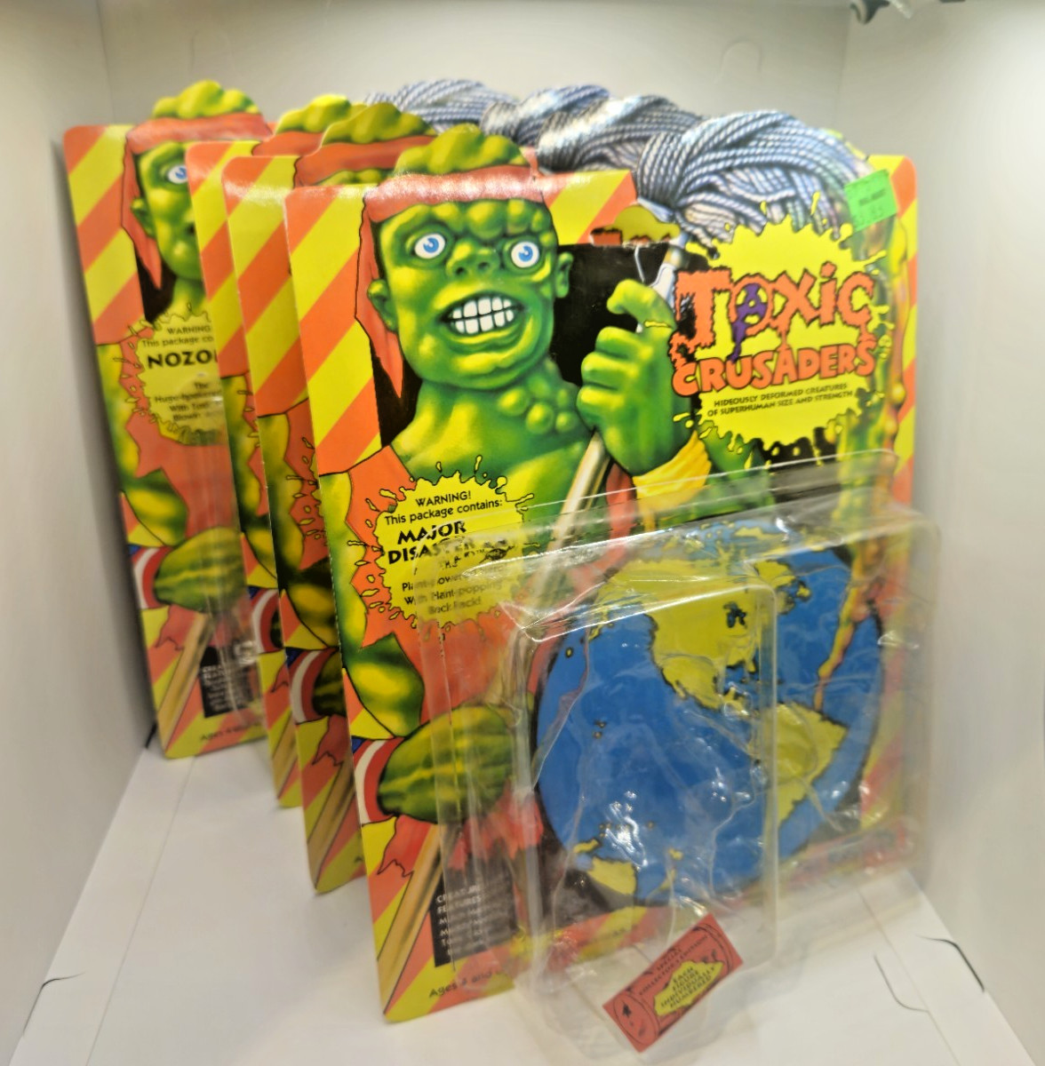 Playmates Toxic Crusaders 1991 Back Card with Bubble Only x 4 Nozone Bonehead