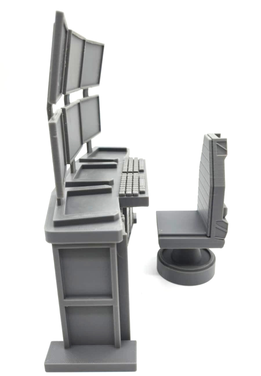 1:12 or 1:18 Scale Sci-Fi Command Center Diorama Set Hacker Tech Lab Environment