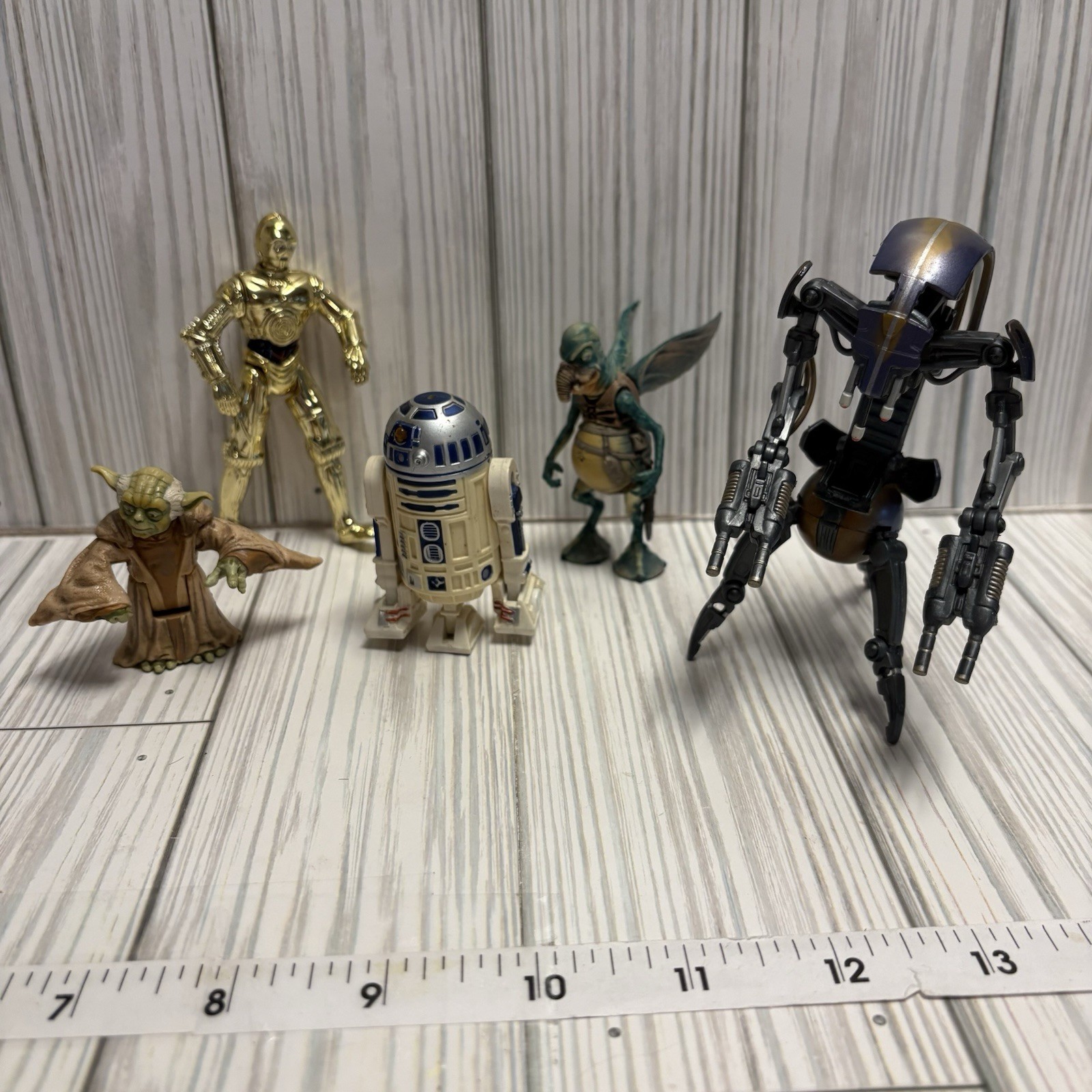 1990&rsquo;s Star Wars Lot of 5 Action Figures C3PO, R2D2, Yoda, Watto, Droid Toys
