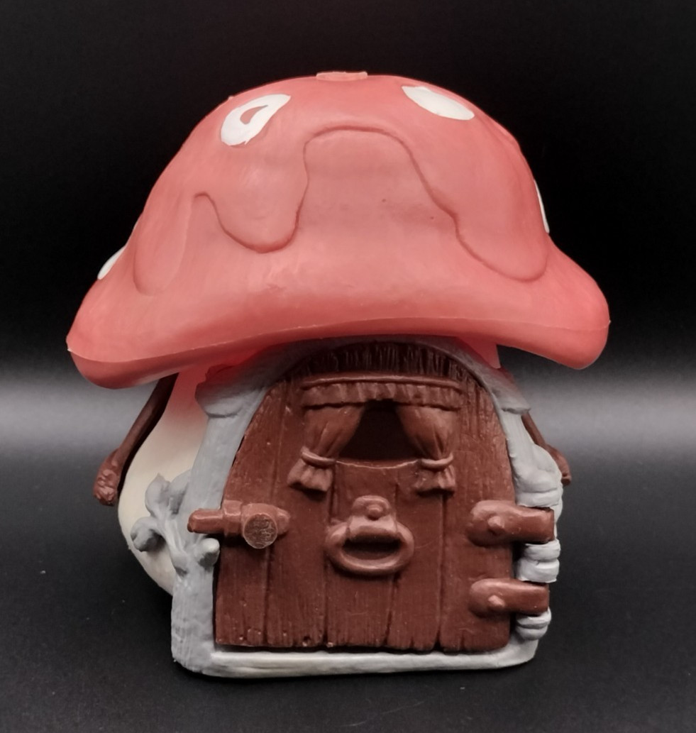 Red Smurf 40011 Mushroom House Brown Door Vintage Smurfs Toy Lot Y 54