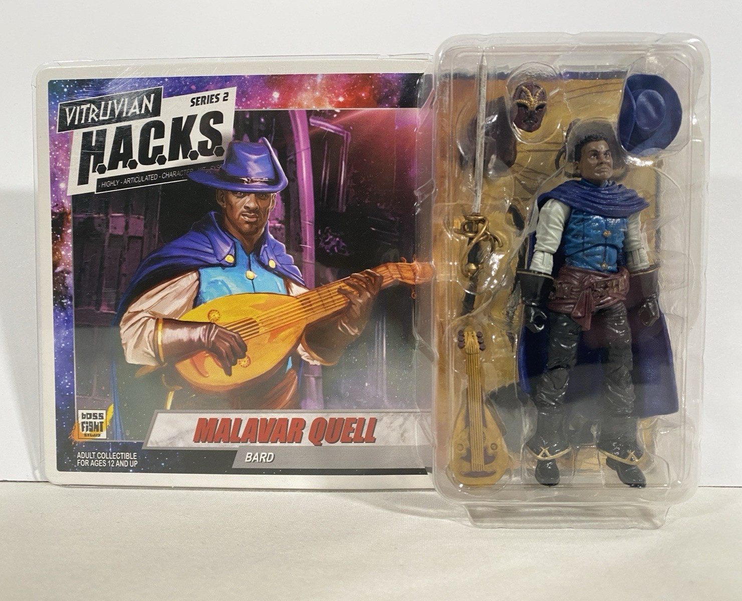 Vitruvian Hacks MALAVAR QUELL Bard 3.75&Prime; Figure Boss Fight H.A.C.K.S.