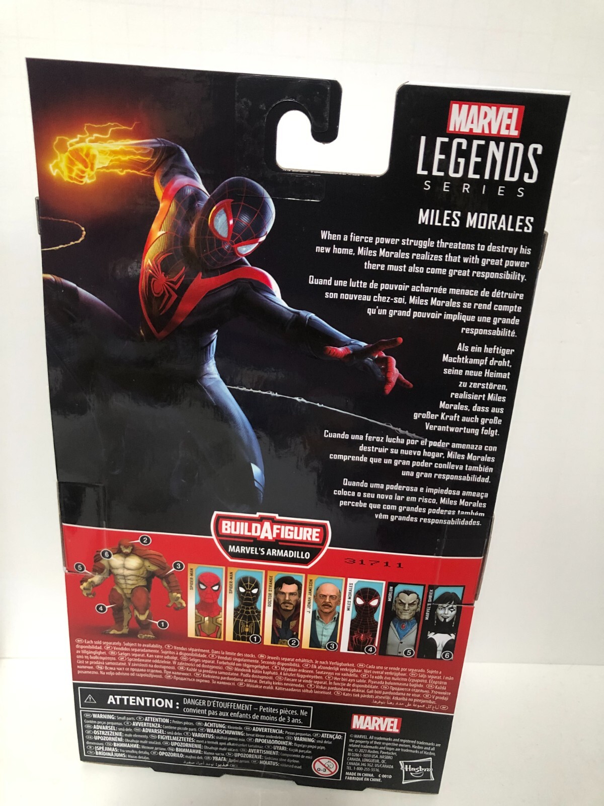 Spider-Man 3 Marvel Legends Miles Morales 6-Inch Action Figure Armadillo BAF