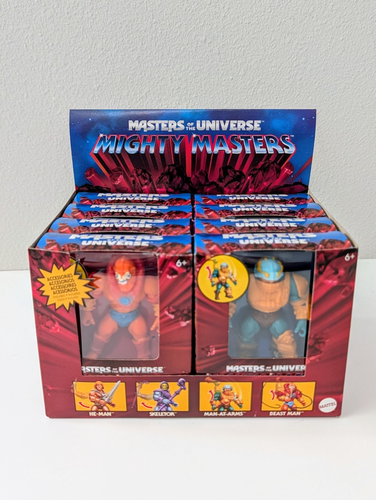 MOTU Mighty Masters of the Universe Set of 8 He-man Skeletor MAA Beast W Display