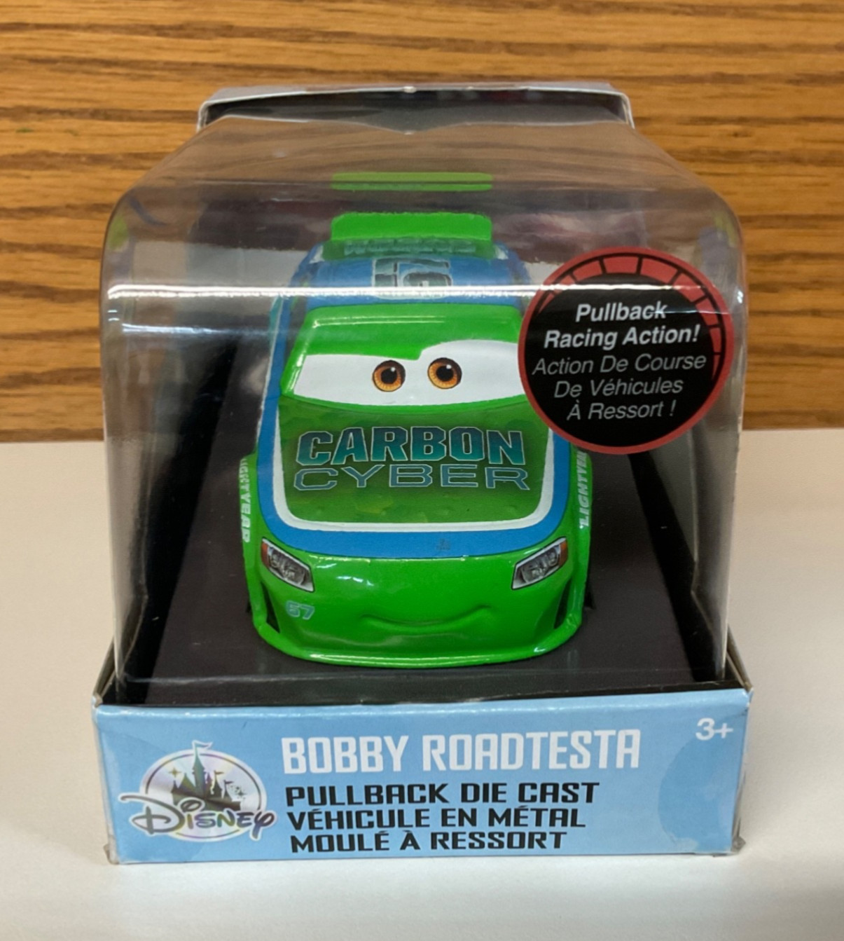 Disney Pixar CARS Carbon Cyber #67 Bobby Roadtesta 1:43 Pull Back Racing Action