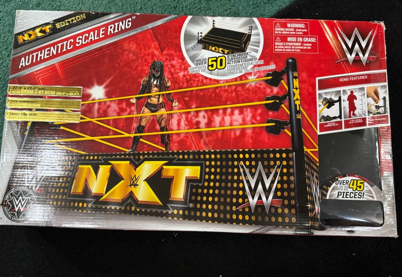 WWE Authentic Scale Ring NXT Edition W/ WCW Ring Skirt & Mat For Elite