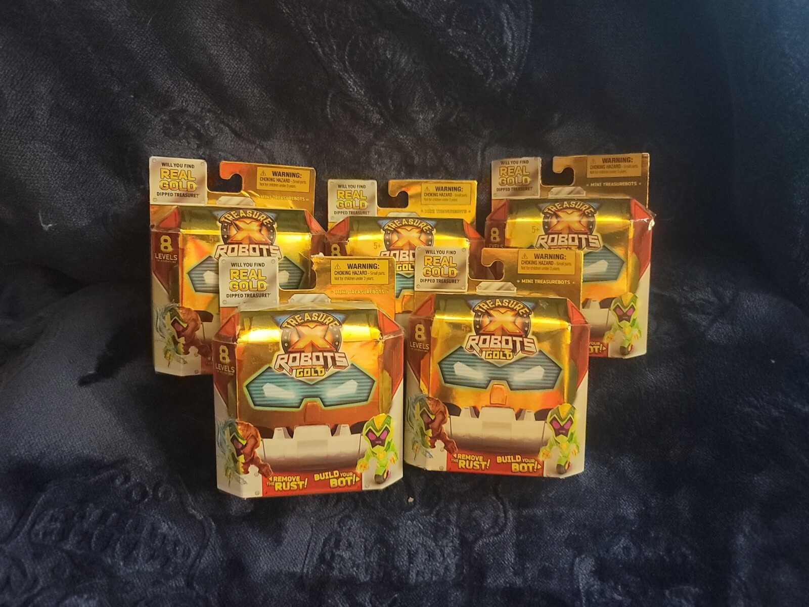 Lot of 5 NEW Treasure X Robots Gold Mini Treasurebots Toy Figure Real Gold