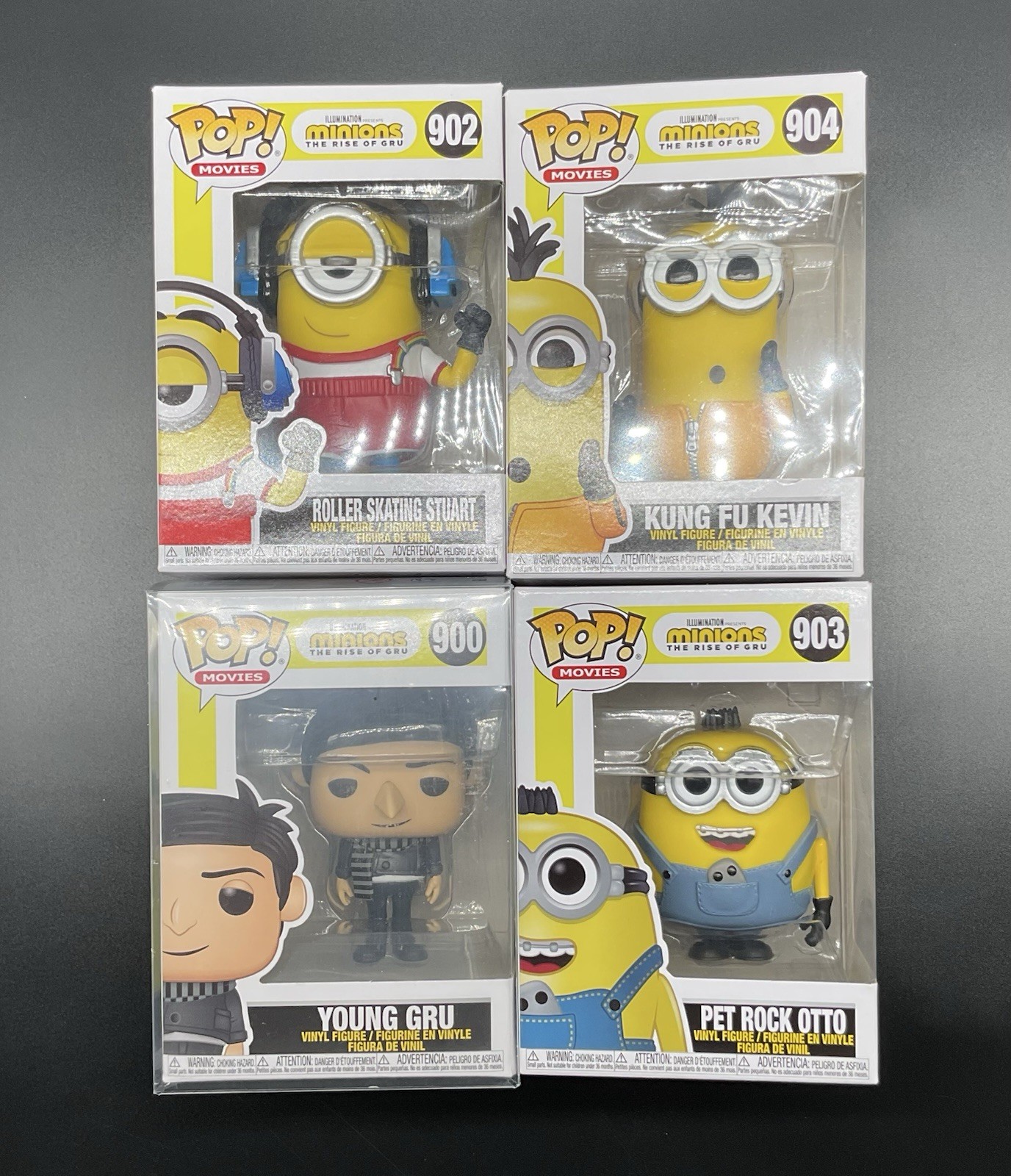 Funko Pop! Minions Rise of Gru Lot 4 Young Gru, Stuart, Kevin & Otto