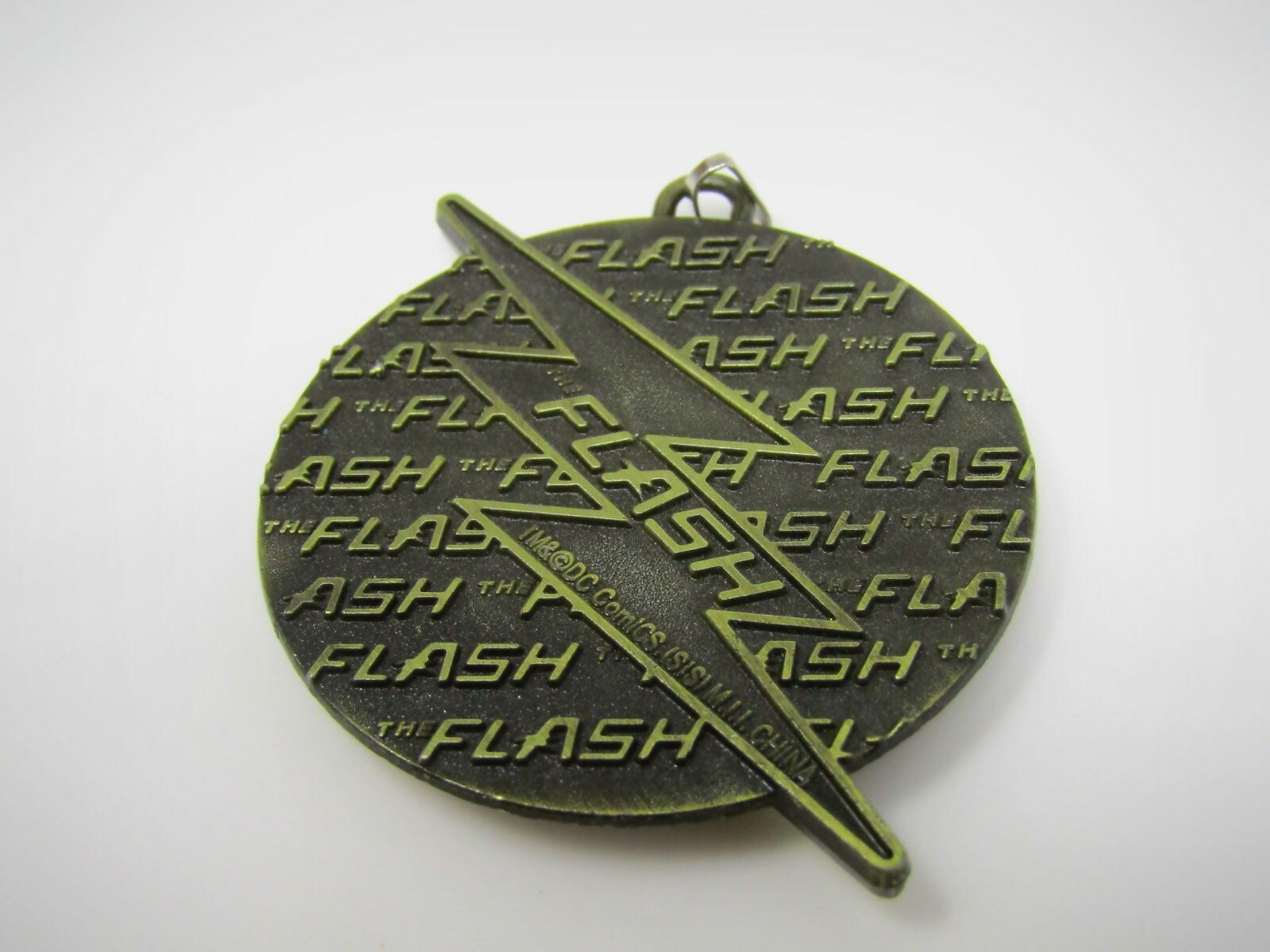 DC Comics The Flash Lightning Bolt Logo Pendant Antique Brass Finish Metal