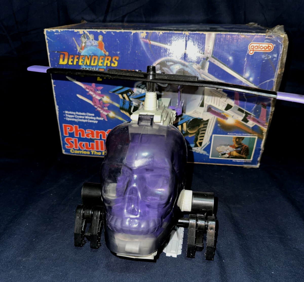 Vintage Defenders of the Earth Phantom Skull Copter 1985 Galoob W/BOX