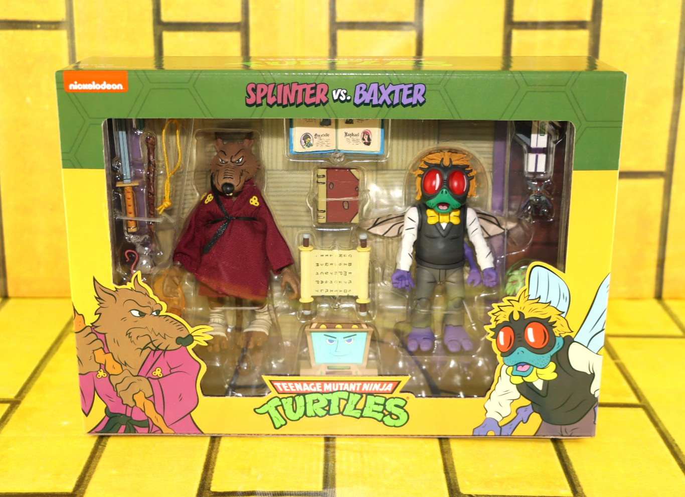 NECA Teenage Mutant Ninja Turtles Splinter Vs Baxter 2-Pack Action Figure