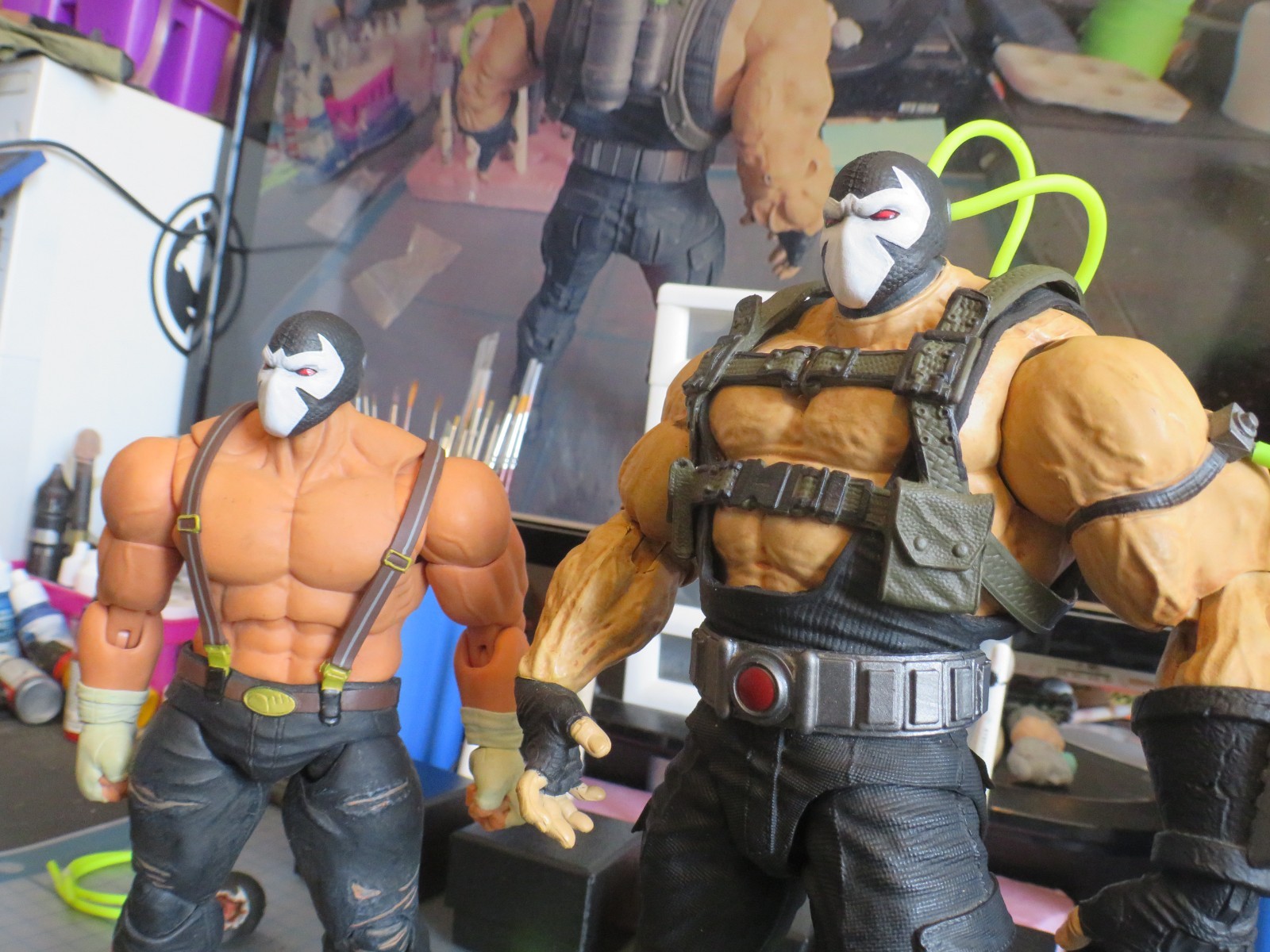 Custom 1/12 (damage and normal) 2 pack heads for DC Bane kit bash w/ McFarlane