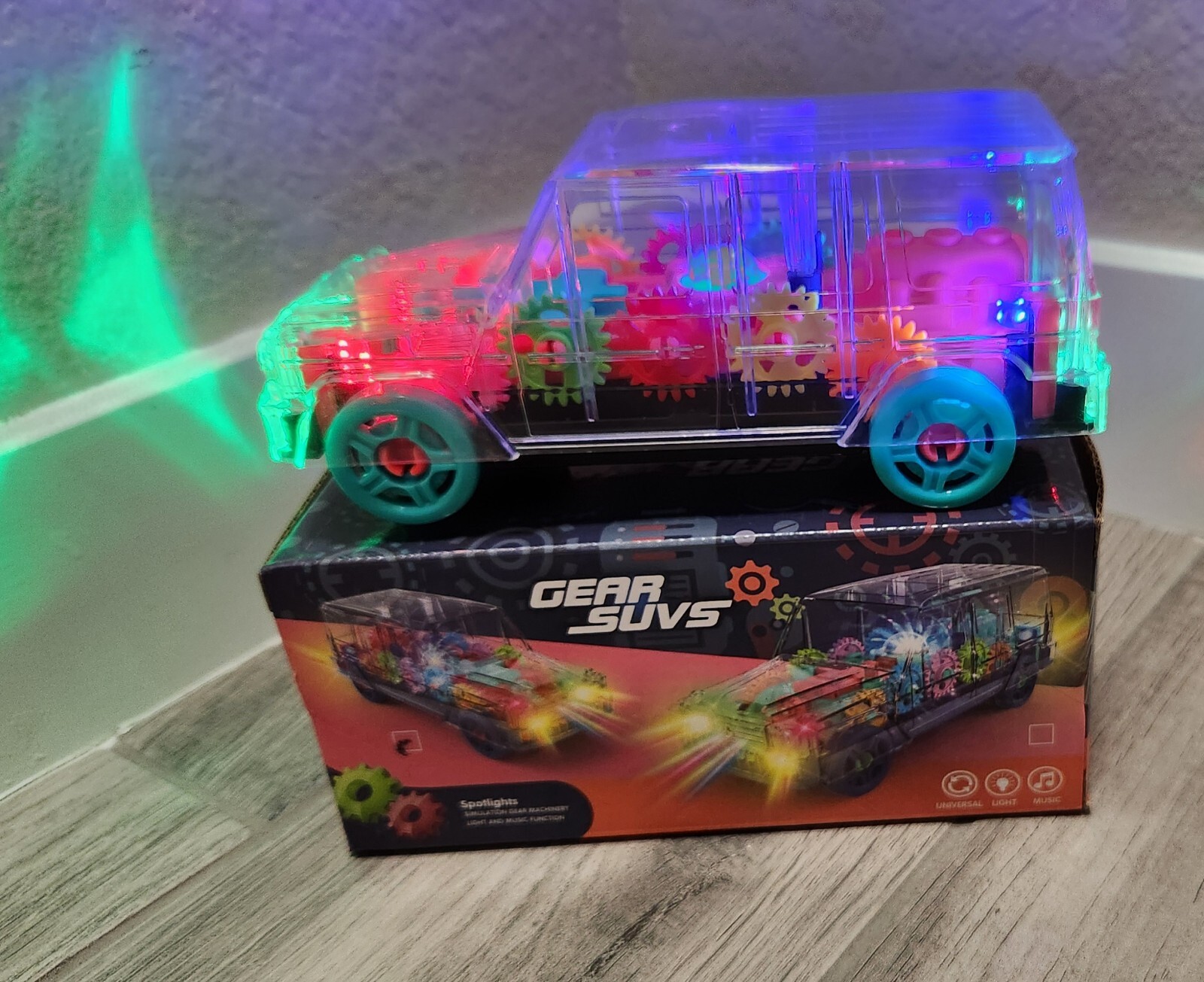 Car Toy for Kids Transparent Sensory Lights Sounds Bump Colorful Fun Wheel Gift
