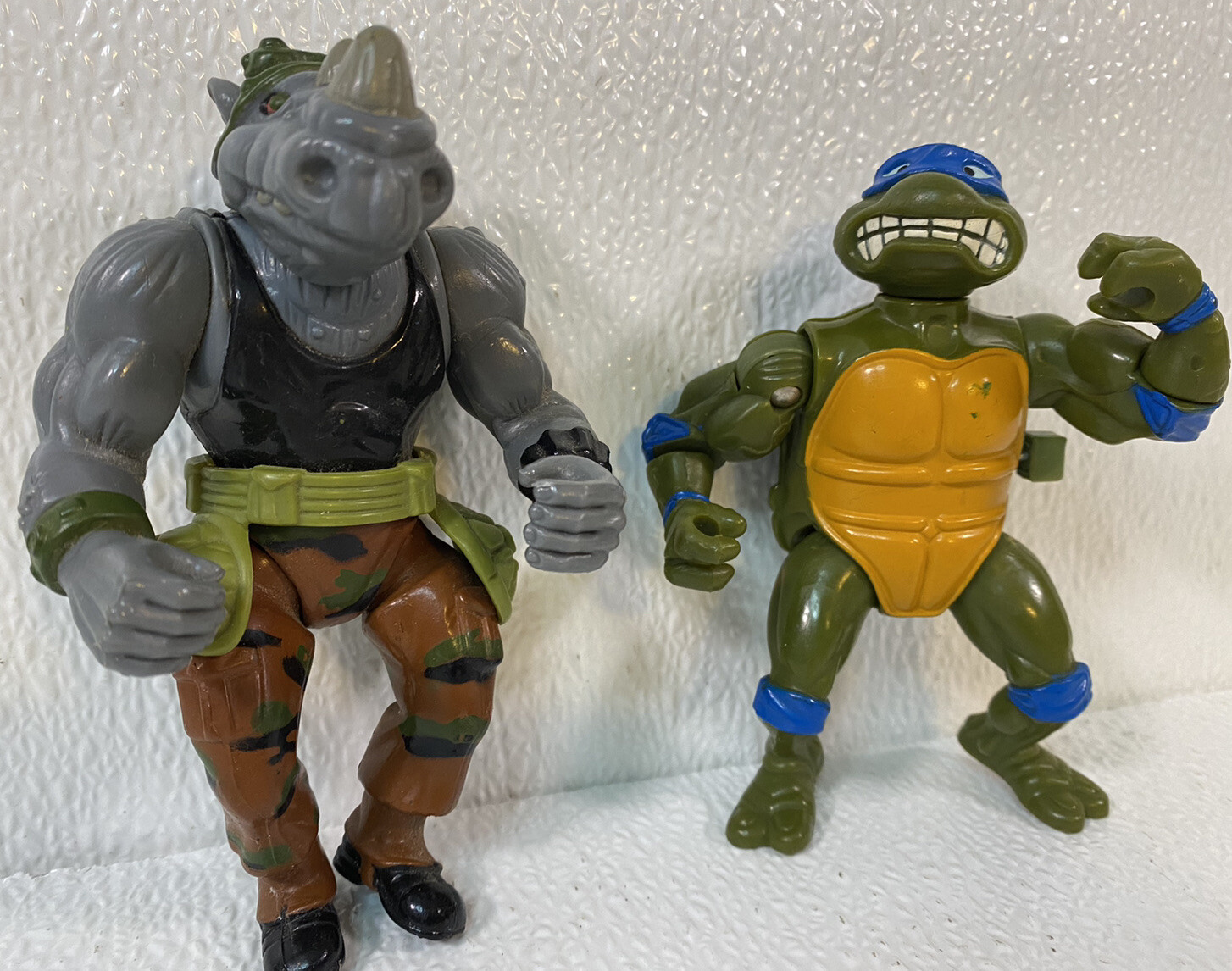 Vintage Teenage Mutant Ninja Turtles 1988 Rocksteady & 1990 Windup Donatello