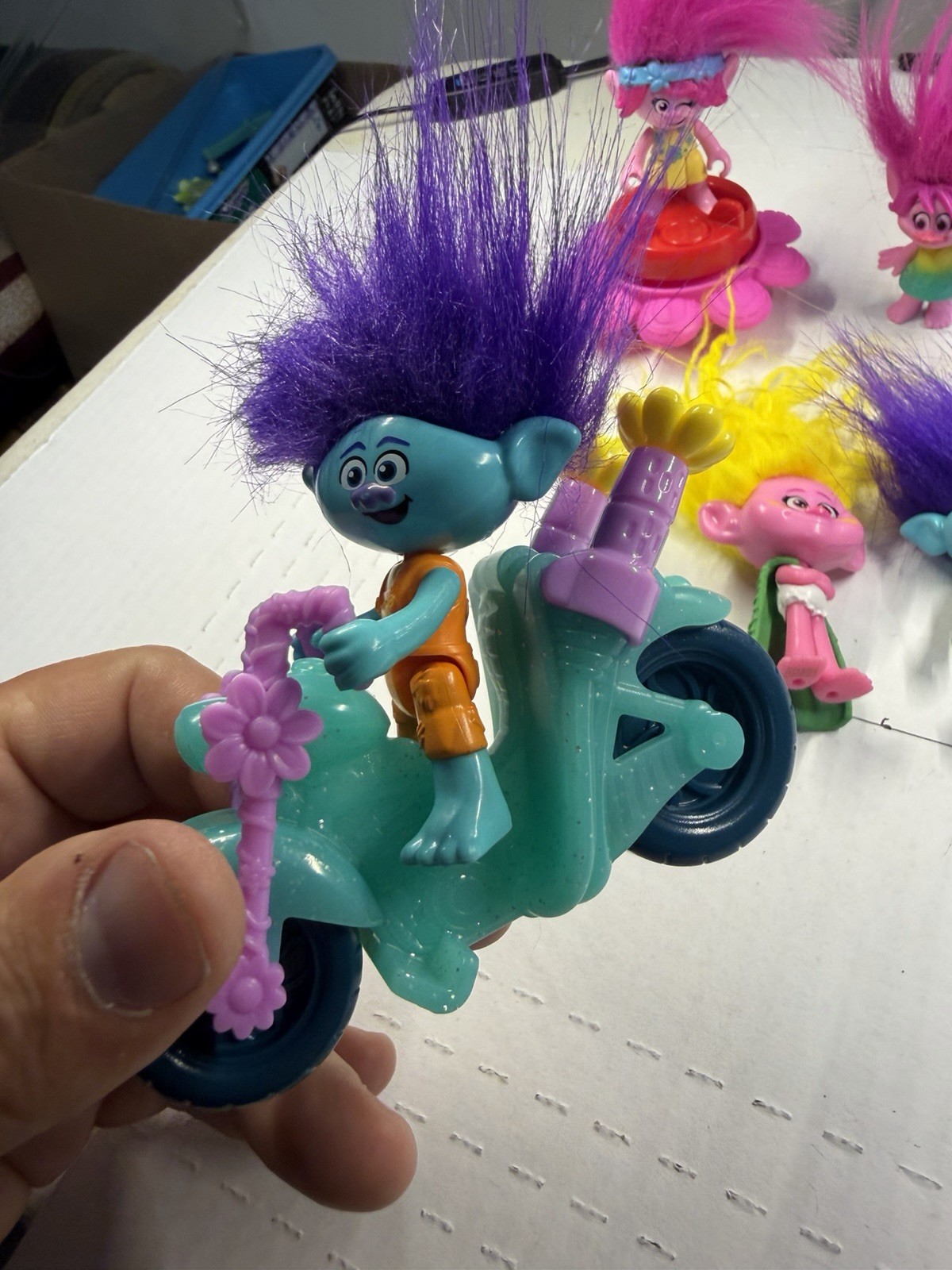 DreamWorks Trolls Figure Lot Poppy Branch Guy Diamond w Vehicles 6 Pc Hair