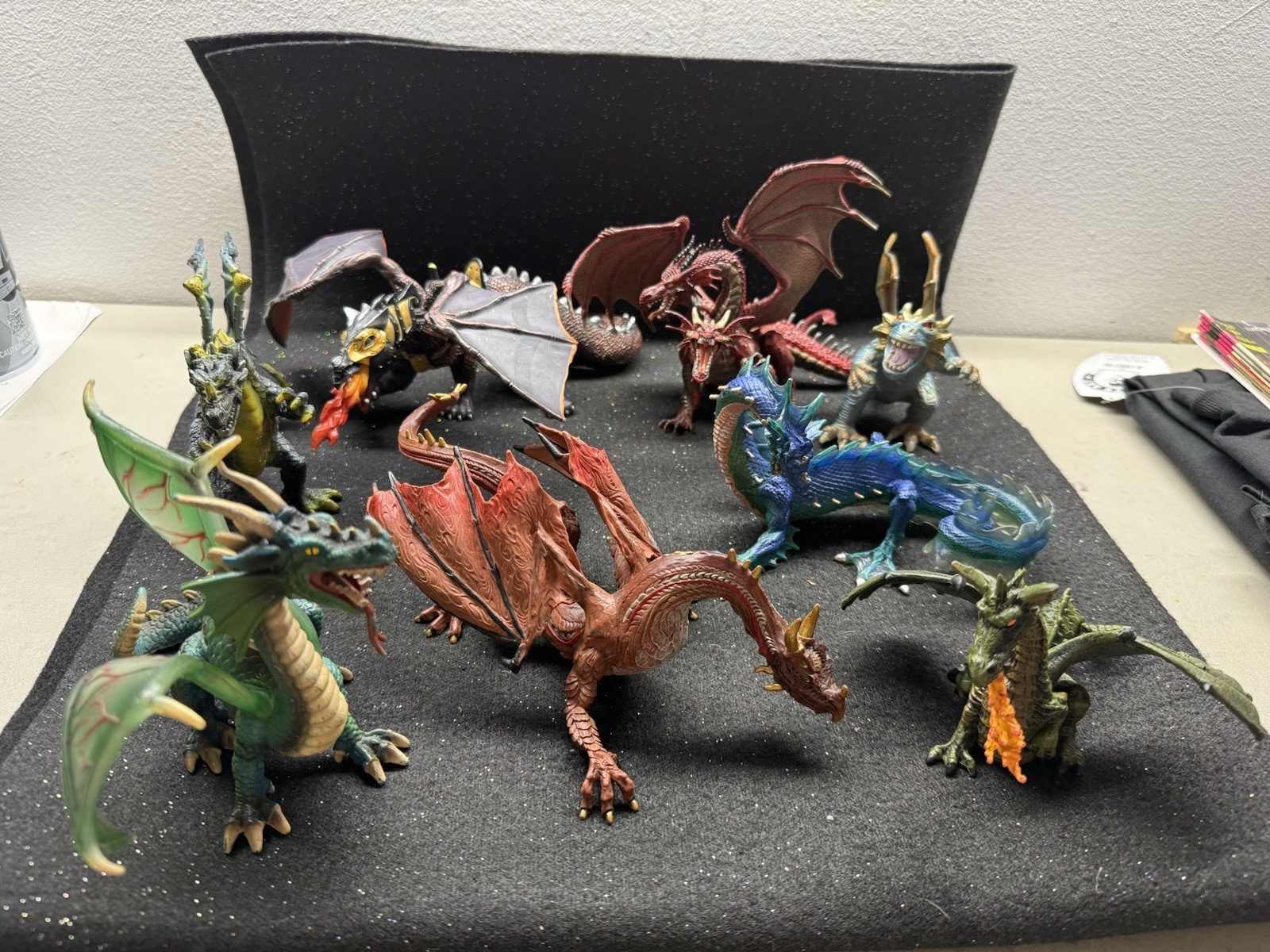 Lot Of 8 Dragon Action Figures. Papo, Safari, Toy Major, Schleich