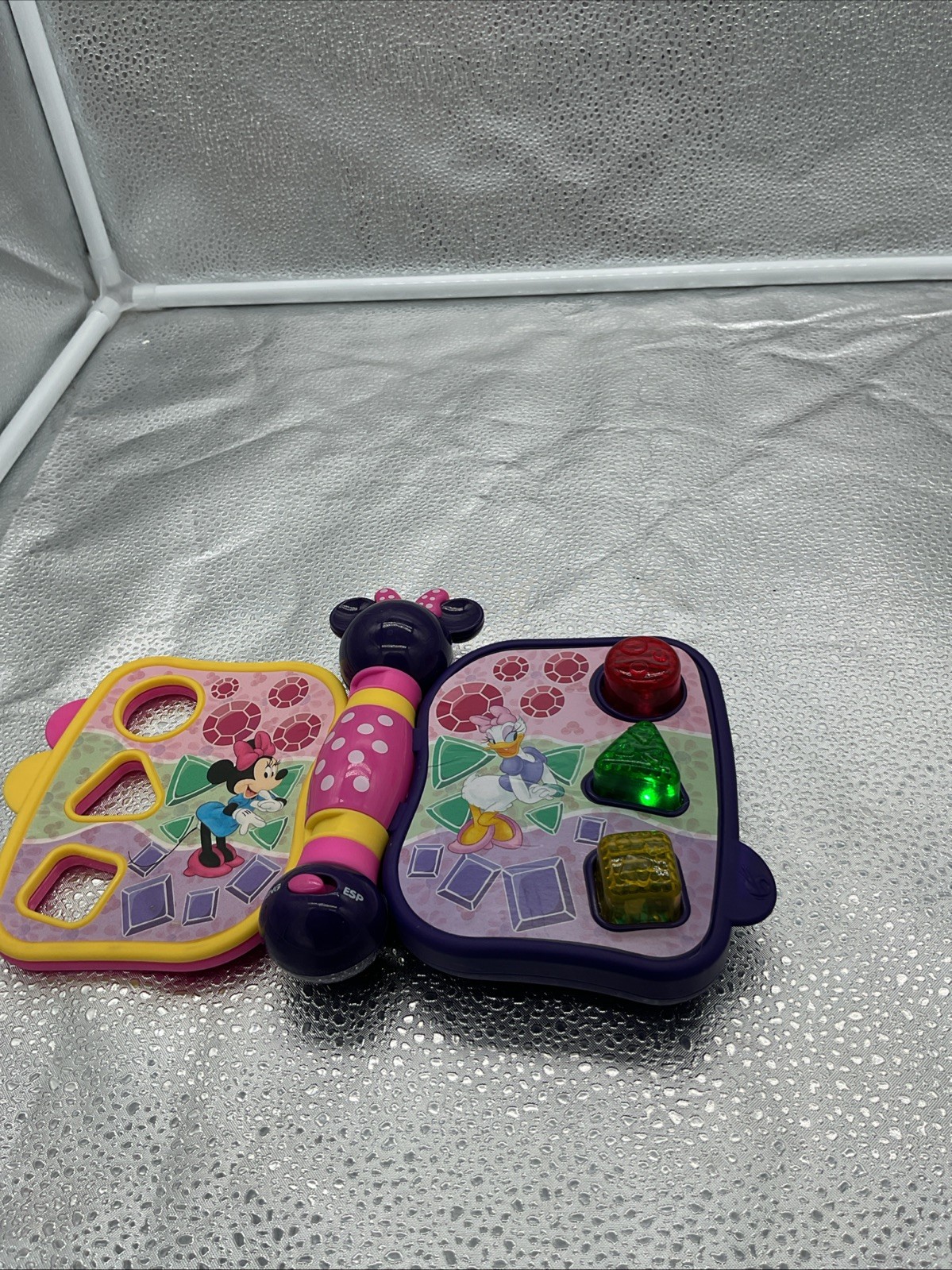 Minnie Mouse Pink Interactive Book Light Up Toy Spanish English Disney Hap-p-kid