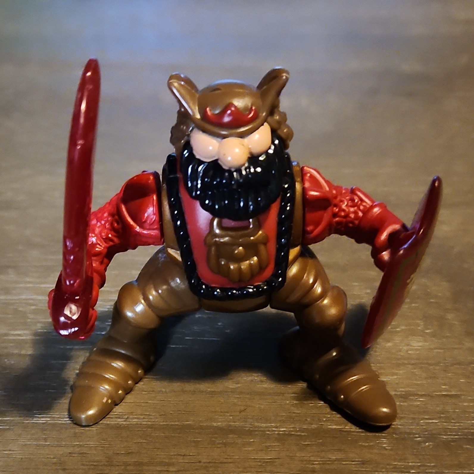 Viking Warrior Red Brown Black Plastic Action Figure w/ Sword & Shield