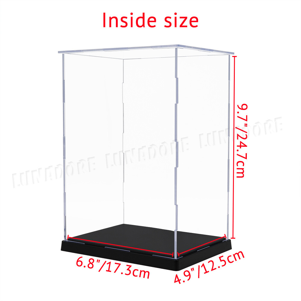 US Acrylic Plastic Display Case Box 10&Prime; Self-Install Protection Dustproof Figure