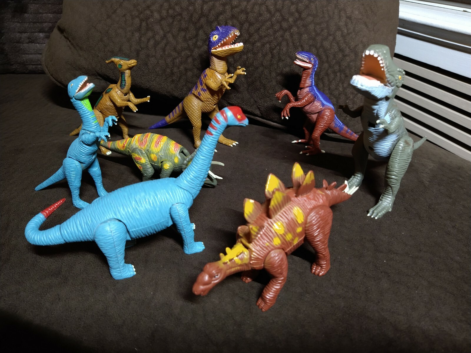 Dinosaur Action Figures Toy, Lot, 2001, by K&M – T-Rex, Triceratops, Raptors *