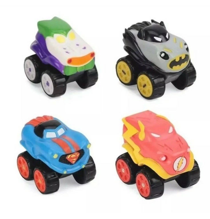 DC Super Friends HeroDrive Speed Squad Mini Cars 4pk Superman Batman Joker Flash