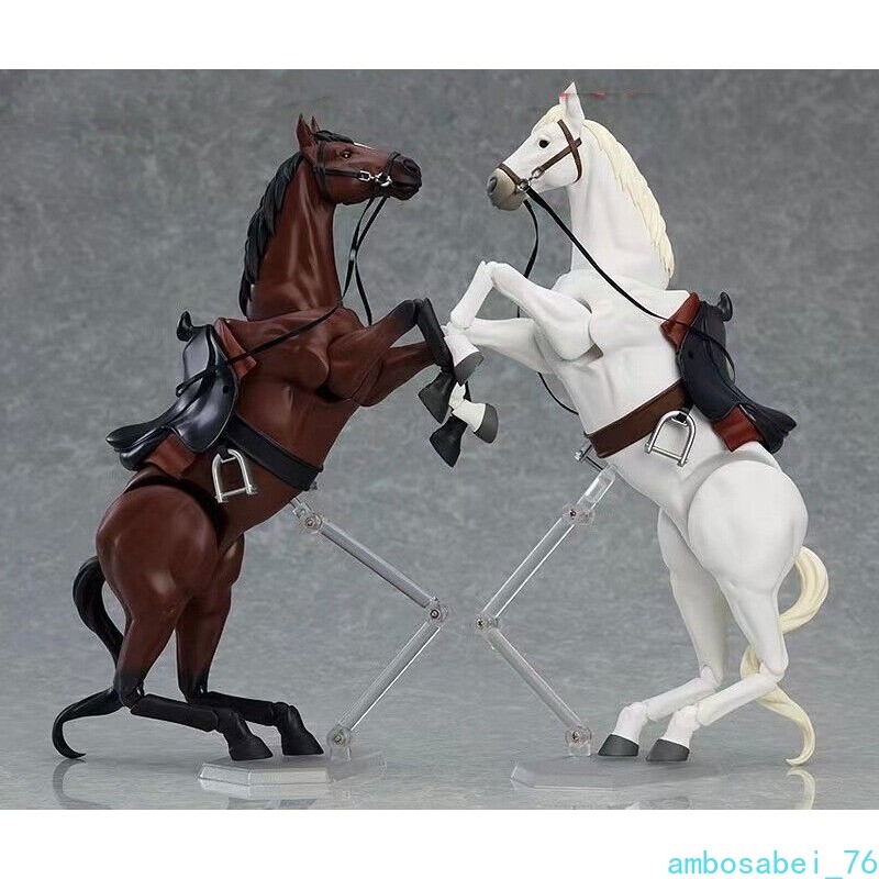 6&Prime; Brown White Poseable Horse Model Set – Action Figures Cosplay Scene Gift Toy