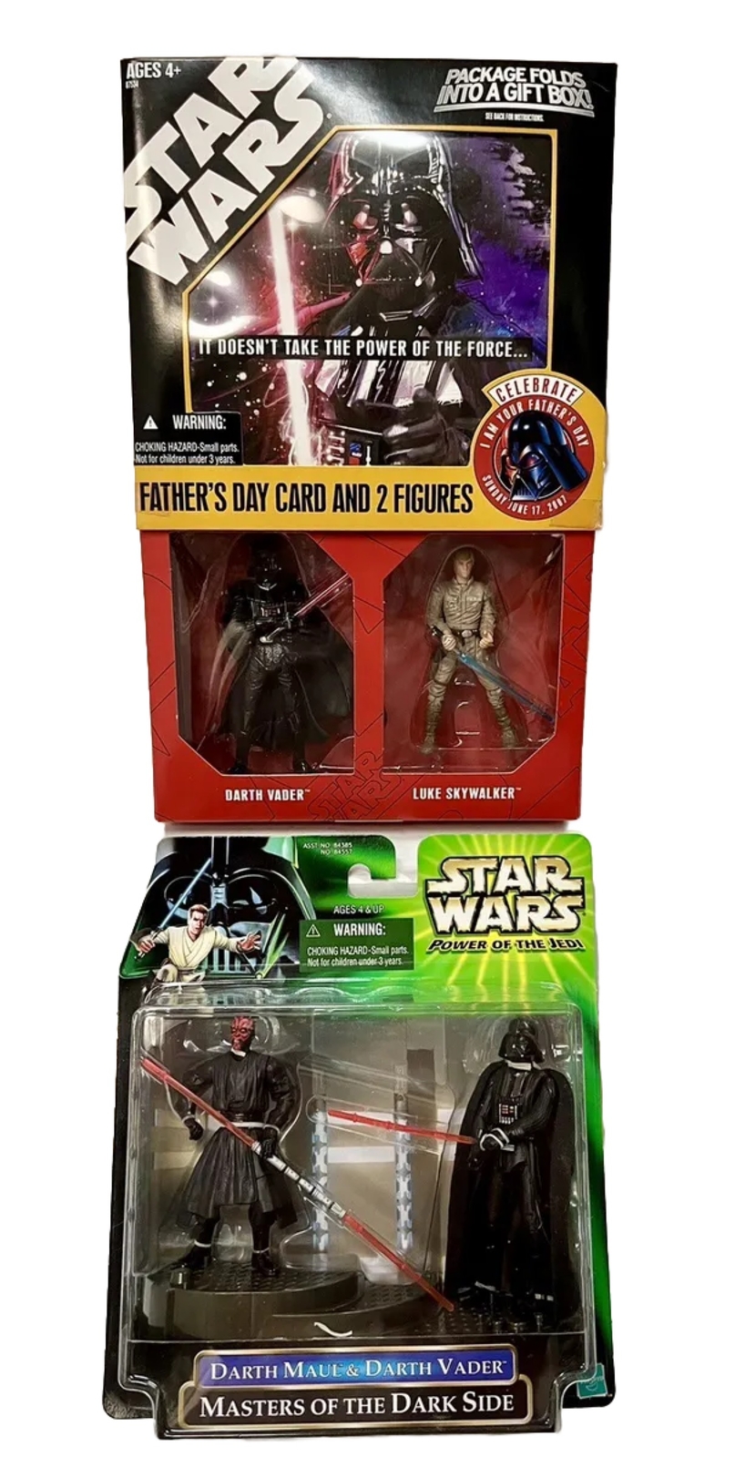 STAR WARS LOT OF 2:Vader/Luke Father’s Day w Box & VADER/MAUL MASTERS DARK SIDE