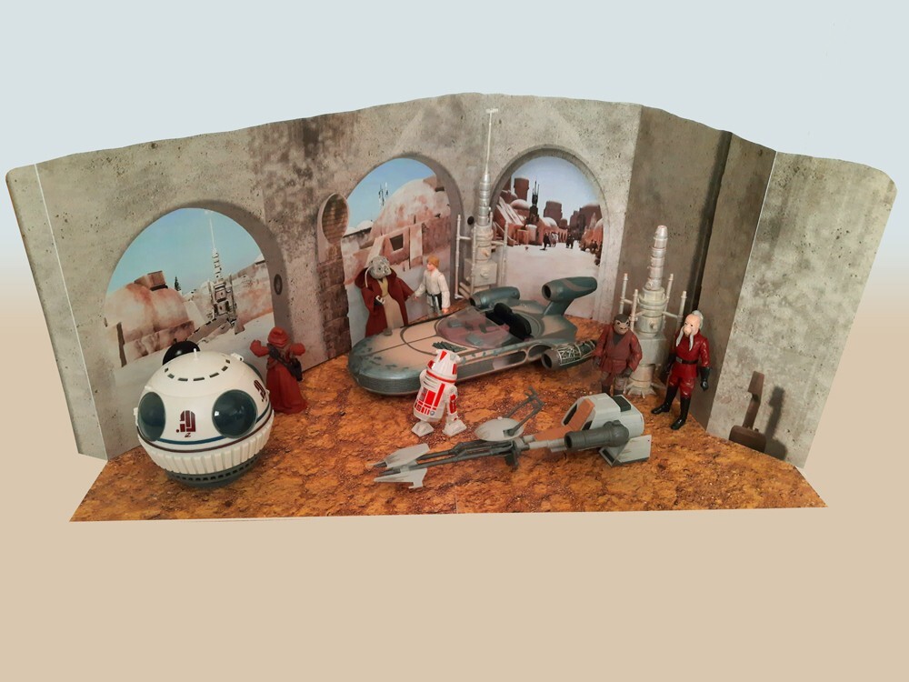 Mos Eisely Spaceport Speeders Custom Backdrop Tatooine Star Wars Hasbro Kenner