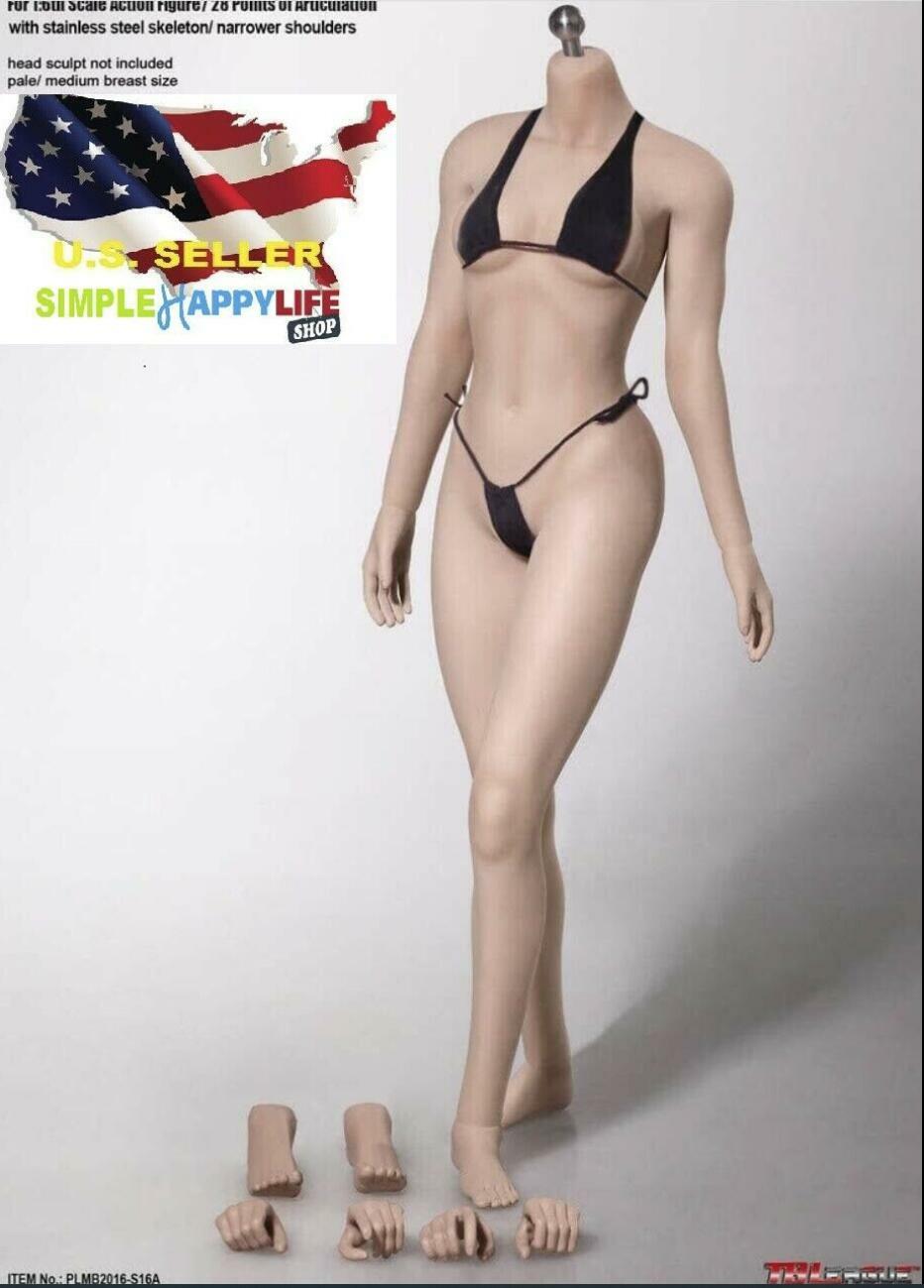 PHICEN 1/6 S16A Flexible Female M Bust Seamless Body Pale Steel Skeleton ❶USA❶