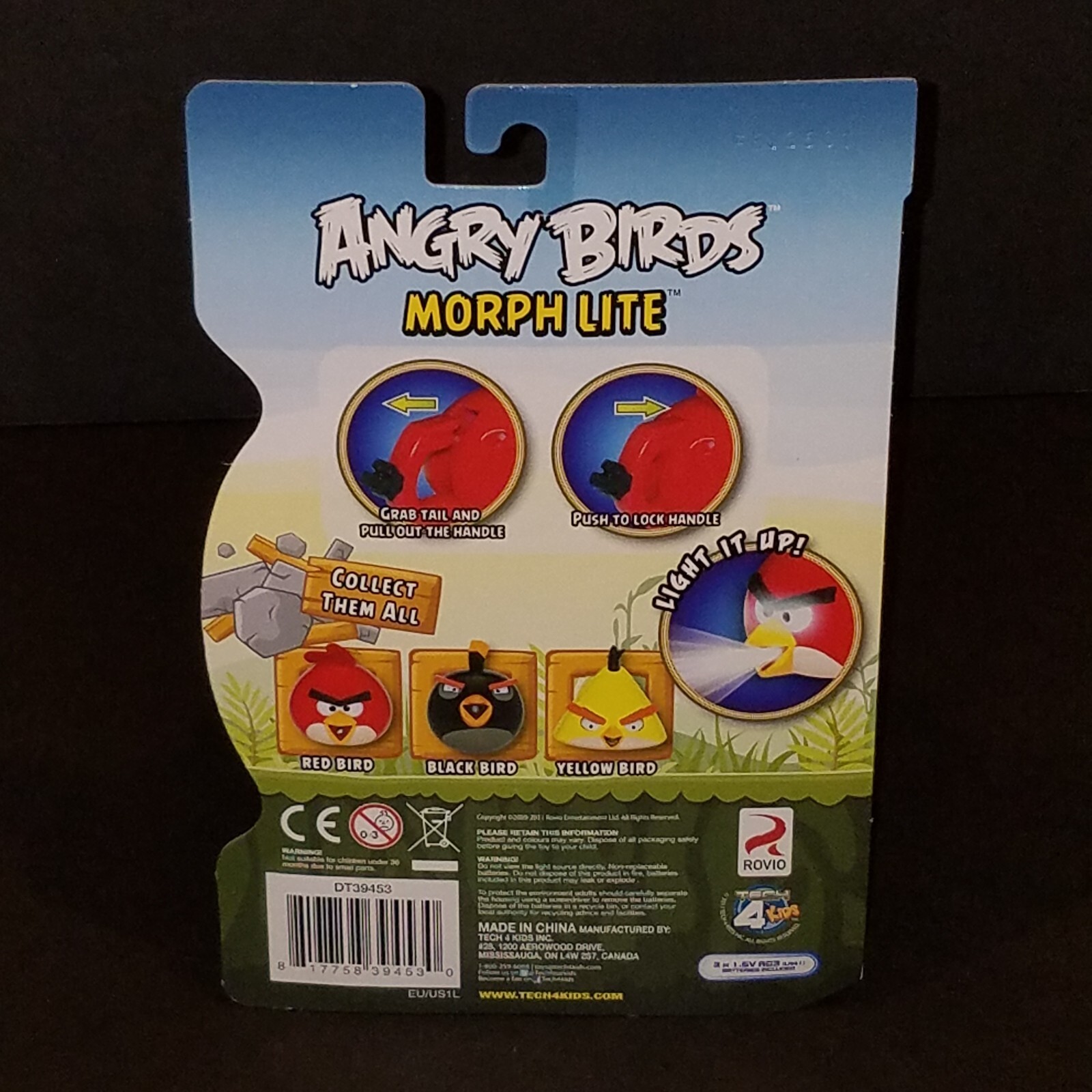 Angry Birds Morph Lite Flashlight 3 Figure Set Lite Force Red Black Yellow Bird
