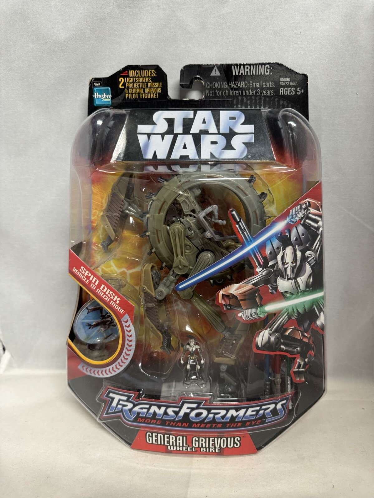 Star Wars Transformers General Grievous Wheel Bike with Spin Disk New 2005
