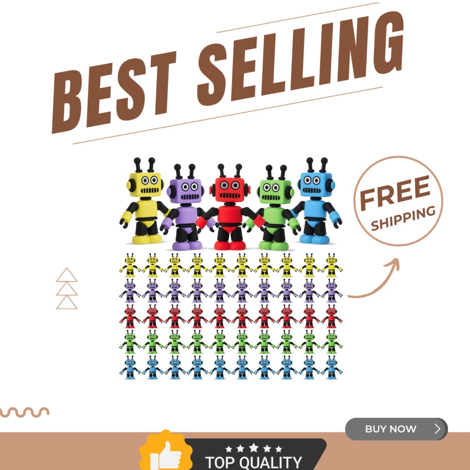 50 Pcs Colorful Mini Robot Figurines – Perfect Party Favors & Gift Fillers